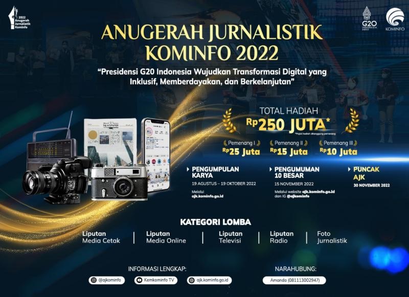 Yuk Daftar! Dibuka Kompetisi Anugerah Jurnalistik Kominfo 2022